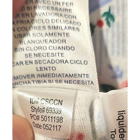 Lanz of Salzburg Red Rose Long Flannel Blue Nightgown Small Cottagecore Floral - Picture 8 of 9